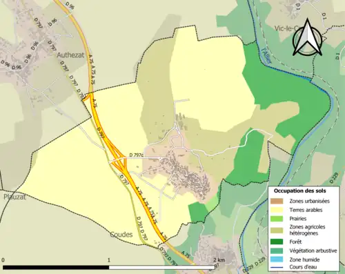 Carte en couleurs présentant l'occupation des sols.
