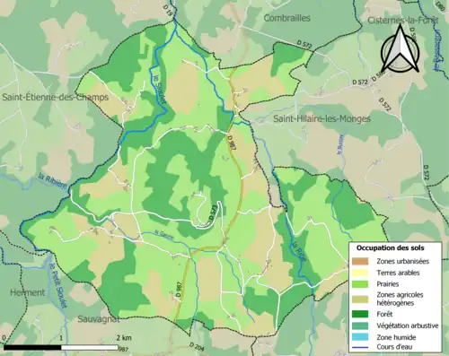 Carte en couleurs présentant l'occupation des sols.