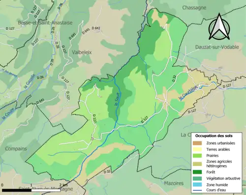 Carte en couleurs présentant l'occupation des sols.