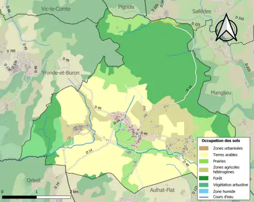 Carte en couleurs présentant l'occupation des sols.