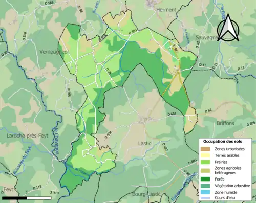 Carte en couleurs présentant l'occupation des sols.