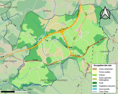 Carte en couleurs présentant l'occupation des sols.