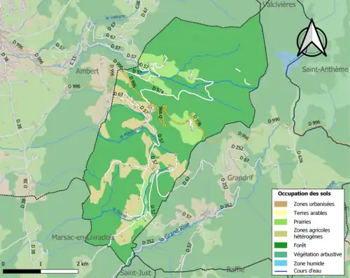 Carte en couleurs présentant l'occupation des sols.
