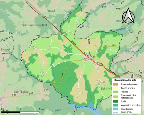 Carte en couleurs présentant l'occupation des sols.