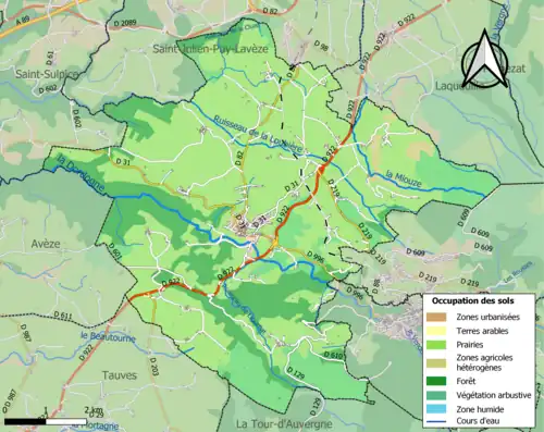 Carte en couleurs présentant l'occupation des sols.