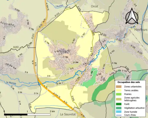 Carte en couleurs présentant l'occupation des sols.