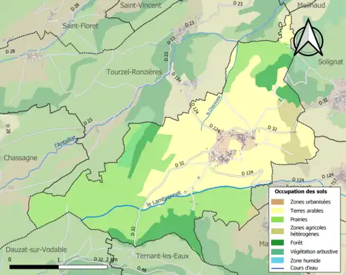 Carte en couleurs présentant l'occupation des sols.