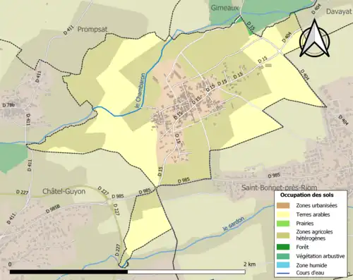 Carte en couleurs présentant l'occupation des sols.