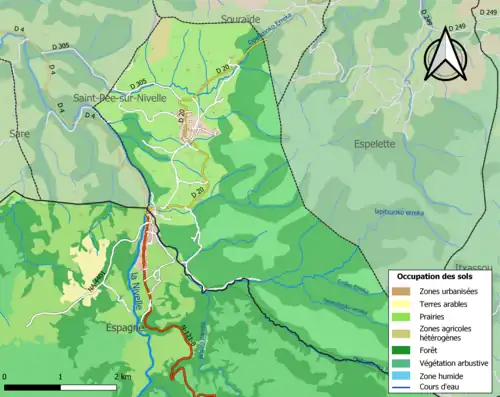Carte en couleurs présentant l'occupation des sols.