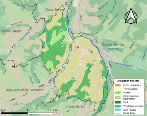 Carte en couleurs présentant l'occupation des sols.