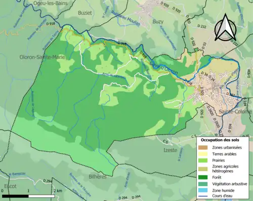 Carte en couleurs présentant l'occupation des sols.
