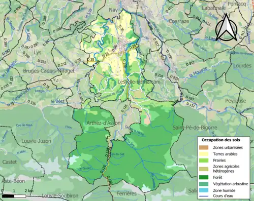 Carte en couleurs présentant l'occupation des sols.