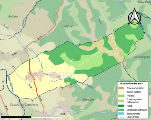 Carte en couleurs présentant l'occupation des sols.