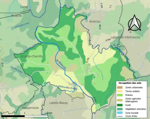 Carte en couleurs présentant l'occupation des sols.