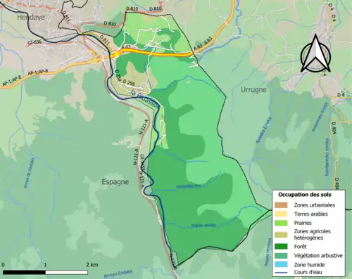 Carte en couleurs présentant l'occupation des sols.