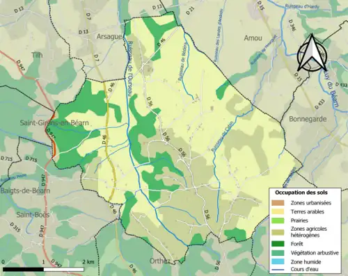 Carte en couleurs présentant l'occupation des sols.