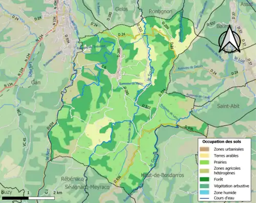 Carte en couleurs présentant l'occupation des sols.