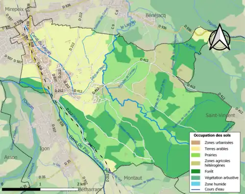 Carte en couleurs présentant l'occupation des sols.