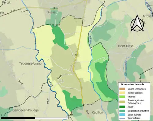 Carte en couleurs présentant l'occupation des sols.