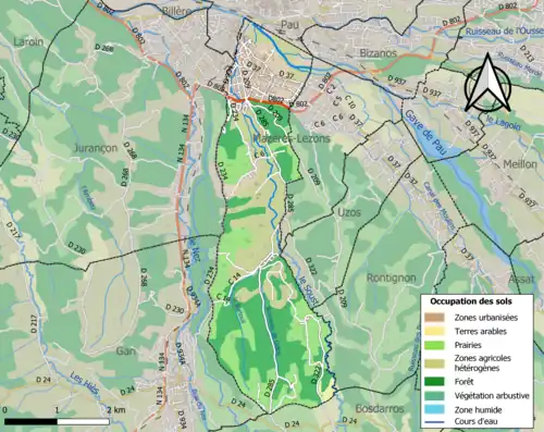 Carte en couleurs présentant l'occupation des sols.