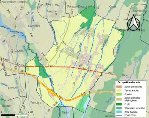 Carte en couleurs présentant l'occupation des sols.