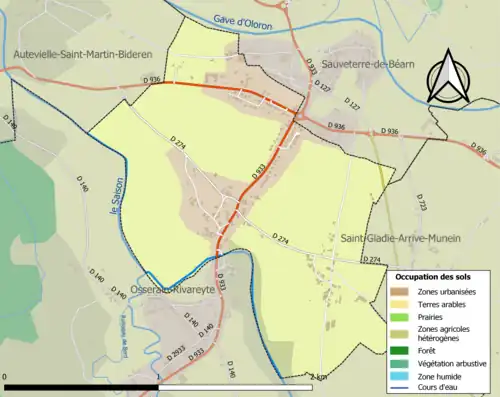Carte en couleurs présentant l'occupation des sols.
