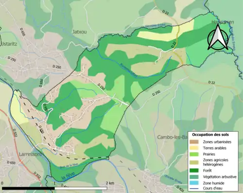 Carte en couleurs présentant l'occupation des sols.