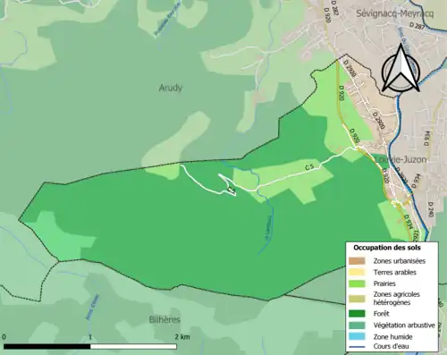 Carte en couleurs présentant l'occupation des sols.