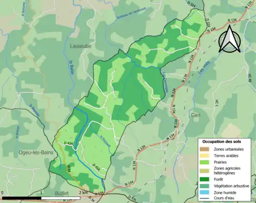 Carte en couleurs présentant l'occupation des sols.