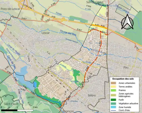 Carte en couleurs présentant l'occupation des sols.