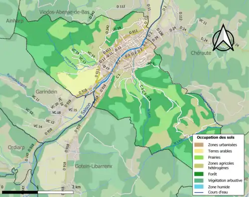 Carte en couleurs présentant l'occupation des sols.