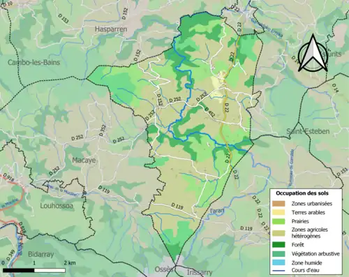 Carte en couleurs présentant l'occupation des sols.