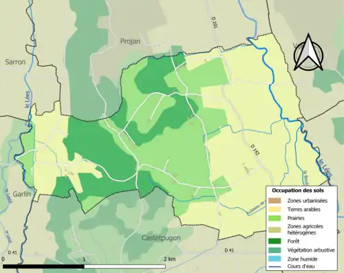 Carte en couleurs présentant l'occupation des sols.