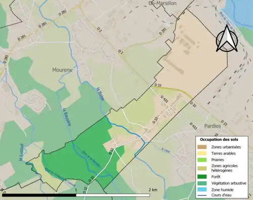 Carte en couleurs présentant l'occupation des sols.