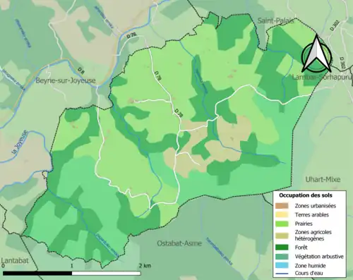 Carte en couleurs présentant l'occupation des sols.