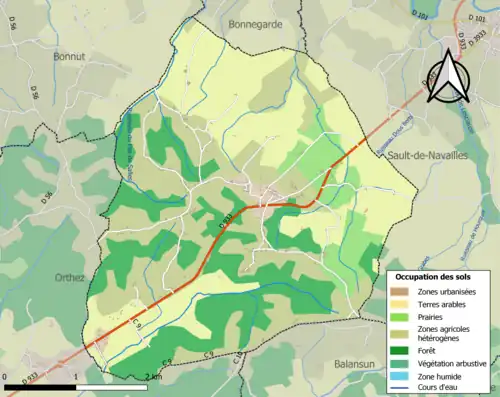 Carte en couleurs présentant l'occupation des sols.