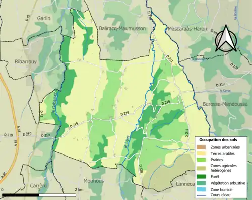 Carte en couleurs présentant l'occupation des sols.