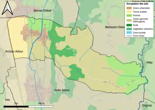 Carte en couleurs présentant l'occupation des sols.
