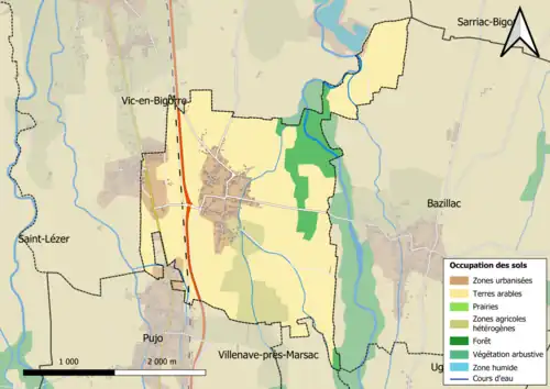 Carte en couleurs présentant l'occupation des sols.