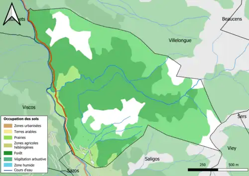 Carte en couleurs présentant l'occupation des sols.