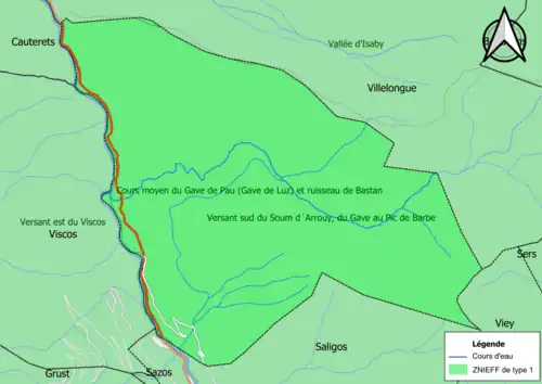 Carte des ZNIEFF de type 1 sur la commune.