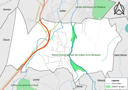 Carte de la ZNIEFF de type 1 dans la commune.