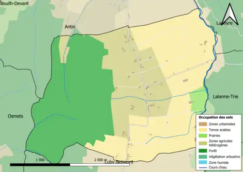 Carte en couleurs présentant l'occupation des sols.