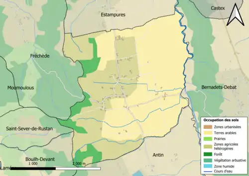 Carte en couleurs présentant l'occupation des sols.