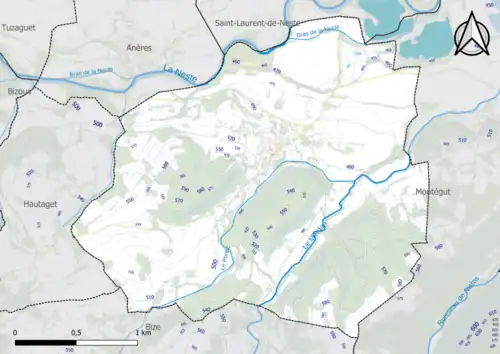 Carte du relief de Nestier.