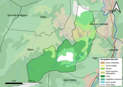 Carte en couleurs présentant l'occupation des sols.