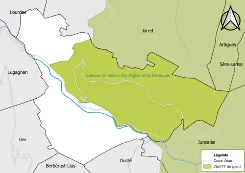 Carte de la ZNIEFF de type 2 sur la commune.