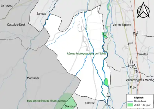 Carte de la ZNIEFF de type 1 sur la commune.