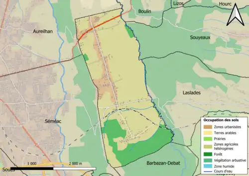 Carte en couleurs présentant l'occupation des sols.