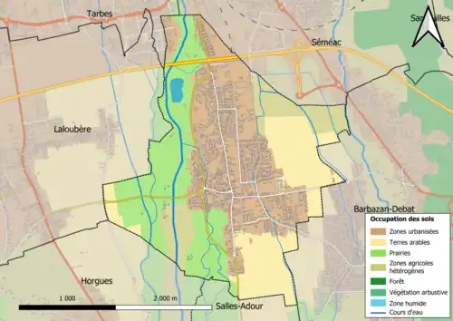 Carte en couleurs présentant l'occupation des sols.